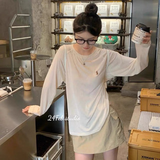 Áo pull nữ dài tay thêu logo ngực basic form rộng phong cách ullzang Hàn Quốc Adorable20ss APN26