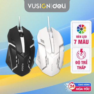 Chuột Máy Tính Gaming Deli - Có Đèn Led Nhiều Màu 1000 DPI Dùng Văn Phòng Chơi Game Cho Laptop, PC Bảo Hành Chính Hãng