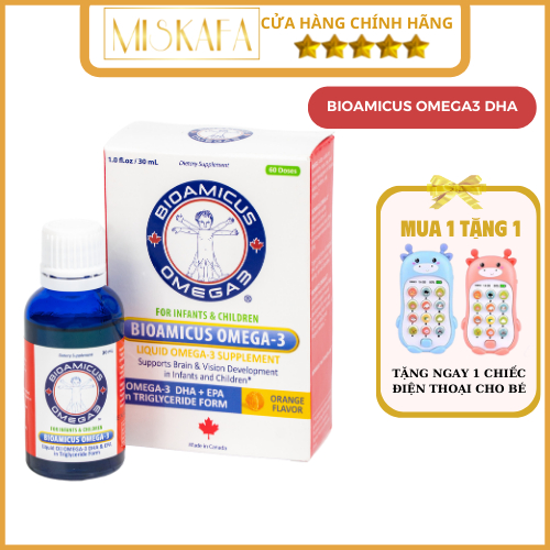 Bioamicus Omega 3 - Bổ sung Omega 3, DHA cho bé sơ sinh, giúp bé phát triển trí não Mắt sáng khỏe, DHA tinh khiết k tanh
