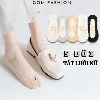 Combo 5 đôi tất lười nữ có đệm cao su GOMTAT, vớ mang giày búp bê chống trượt, chất liệu cotton thoáng mát  -TNBB-CB