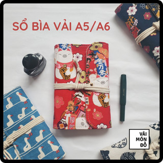 Sổ tay notebook bìa vải sổ bìa vải gáy còng sổ cỡ a6 a5 sổ 90 trang giấy cao cấp