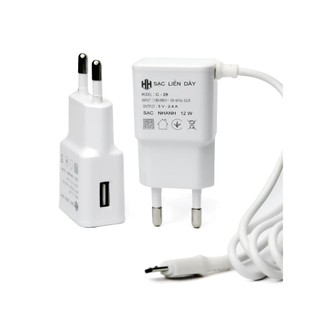 Sạc liền dây V8 MICRO - thêm cổng USB 2.4A  đa năng không nóng máy BẢO HÀNH 1NĂM HH