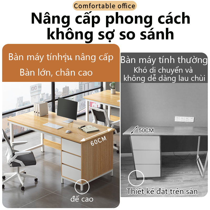 Bmzar Bàn máy tính Dày 140/120/100cm có ngăn kéo bàn máy tính chân thép Không gian lưu trữ lớn Có thể hỗ trợ trọng lượng | BigBuy360 - bigbuy360.vn