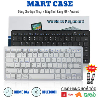 Bàn phím không dây bluetooth mỏng đẹp phím ấn nhẹ dùng cho Điện thoại - Máy tính bảng MART CASE