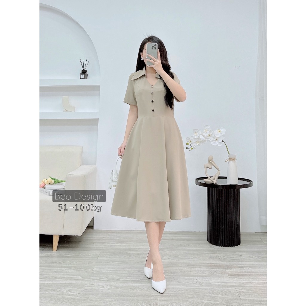 Béo Design Bigsize - Đầm công sở cổ tim bigsize