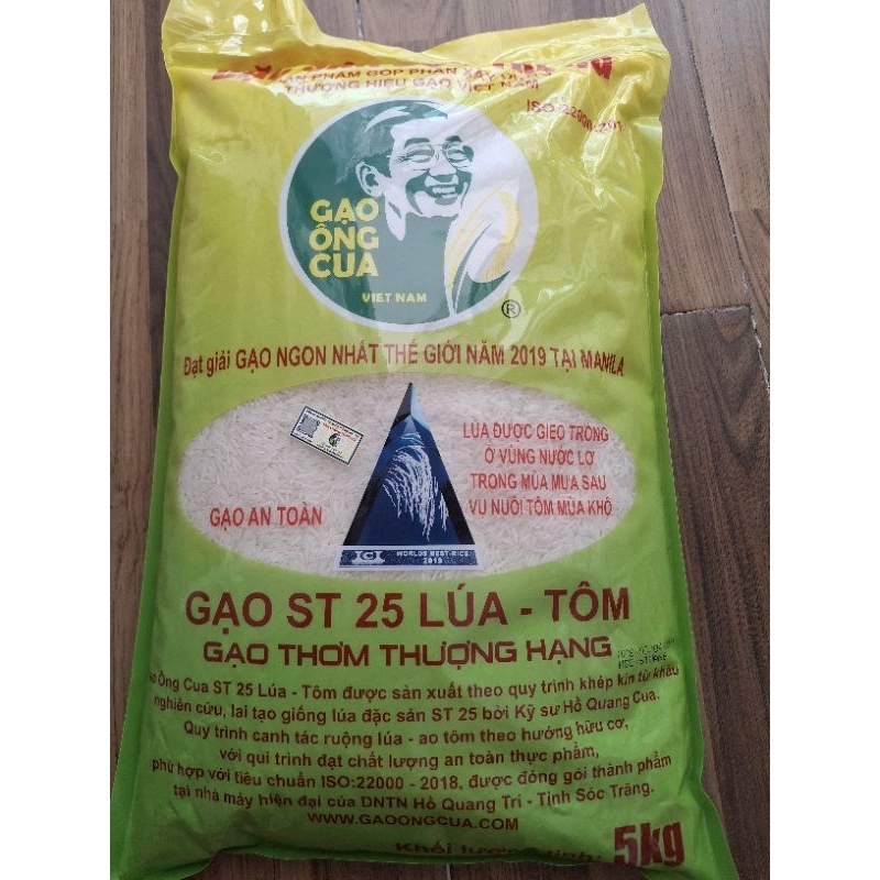 (Nsx T4 /2024 )Gạo ST25 Lúa Tôm Hồ Quang Cua đặc sản sóc Trăng túi 5kg | BigBuy360 - bigbuy360.vn