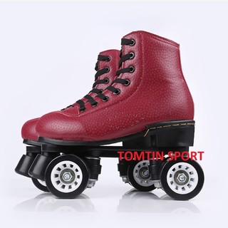 Giày trượt patin người lớn thân chất liệu da đẹp 2 hàng 4 bánh có đèn led