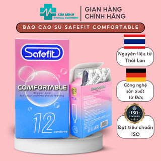 Bao cao su Safefit Comfortable nhiều gel bôi trơn hộp 3 chiếc, 12 chiếc