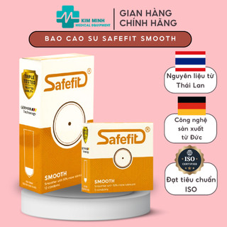 Bao cao su Safefit Smooth hộp 3 chiếc, 12 chiếc siêu mỏng nhiều gel bôi trơn, bcs size nhỏ 49mm