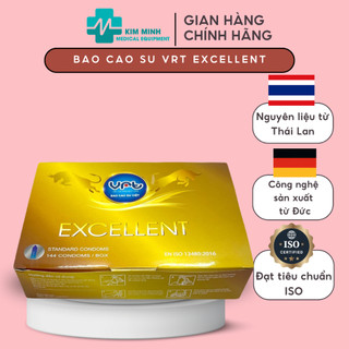Bao cao su size nhỏ, bcs gia đình VRT Excellent hộp 144 chiếc size 49mm tiêu chuẩn Đức