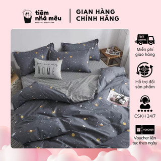 Bộ Vỏ Chăn Ga Drap Trải Mền Gối 4 Món Cotton 3D 80% Hoạ Tiết Vũ Trụ Bền Bỉ Mềm Mại Cao Cấp