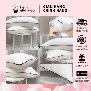 Cặp Ruột Gối Nằm Viền Đen Bông Gòn Trắng Size 50X70cm - Loại Mỏng Siêu Mềm Mại Êm Ái Thoải Mái