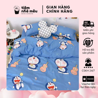 Bộ 4 Món Vỏ Chăn Ga Gối Cotton 3D 80% Hoạ Tiết Doraemon Siêu Cute Mềm Mại Bắt Mắt Tiệm Nhà Mêu
