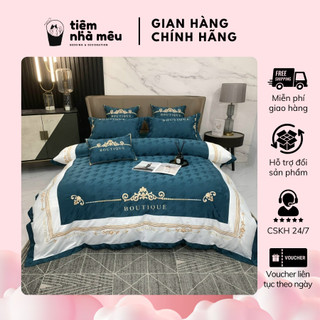 Bộ 4 Món Vỏ Chăn Ga Gối Lụa Silk of Boutique Mềm Mại Mượt Mà Sang Trọng Freesize Tiệm Nhà Mêu