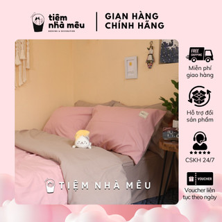 (Ảnh Thật - Nhiều Mẫu) Bộ 4 Món Vỏ Chăn Ga Gối Cotton TC Phối Basic Tối Giản Fullsize m6/m8/2m