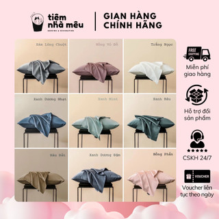 Bộ Ga Drap Vỏ Gối 3 Món Cotton 60s Phi Lụa Basic Trơn Sang Trọng Óng Ả Cao Cấp Fullsize Tiệm Nhà Mêu