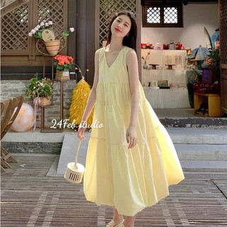 Váy sát nách cổ V dáng bí ngô phong cách Hàn Quốc Adorable20ss VN59
