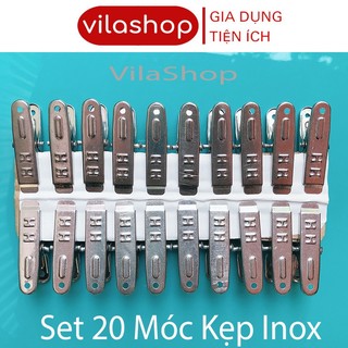 Kẹp Quần Áo Inox, Vỉ 20 Kẹp Đồ Cho Bé Inox Phơi Giữ Quần Áo, Tất, Khăn Đa Năng Tiện Lợi