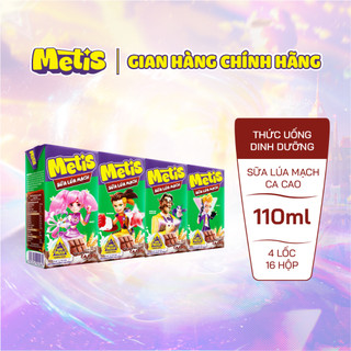 Metis - 16 hộp 110ml Thức uống dinh dưỡng sữa lúa mạch Cacao