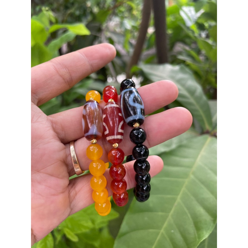 Vòng tay đá phong thủy mix hạt Dzi