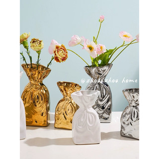 Bình Hoa Gốm Sứ Hình Cái Cao 17-23cm, Lọ Hoa Thắt Eo Phong Cách Bắc Âu