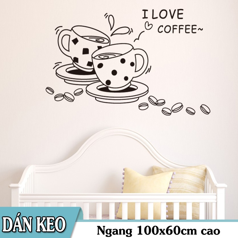 Decal trang trí tường 2 tách Coffee