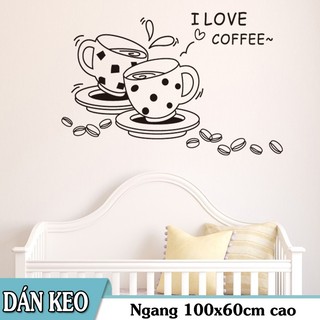 Decal trang trí tường 2 tách Coffee
