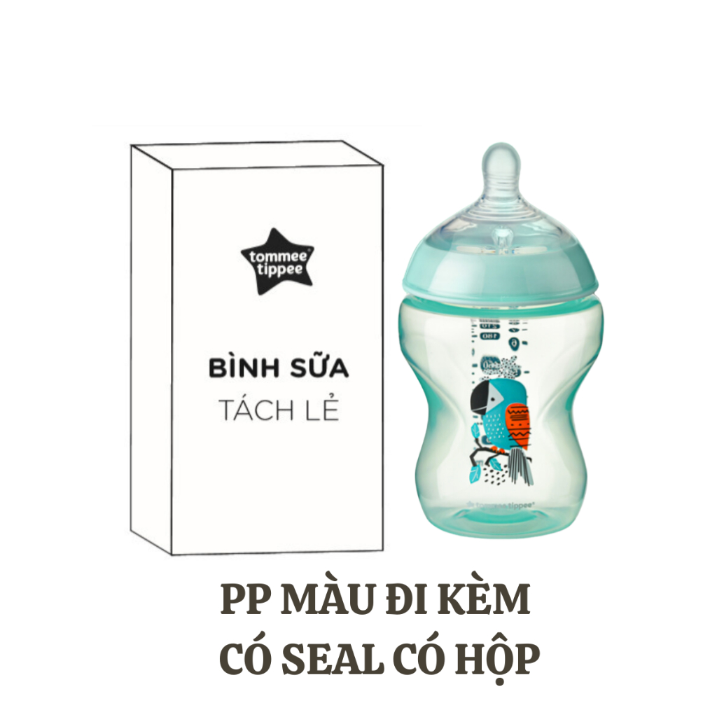 Bình Sữa Ty Siêu Mềm Tự Nhiên Tommee Tippee Closer To Nature 260ml, Núm Ty Của Bình 3-6 Tháng – Xanh Ngọc