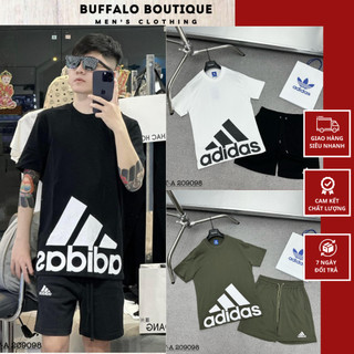 Bộ quần áo nam a đi đát in logo to đuôi áo siêu đẹp - bộ quần áo nam nữ a di đát 3 màu siêu chất