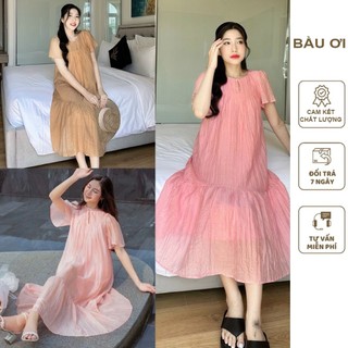 Đầm váy bầu tiểu thư dự tiệc dáng suông babydoll xinh v822 hàng thiết kế chất mềm mát - váy bầu công sở cộc tay