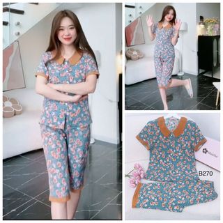 [BUNNYSKY] Đồ bộ mặc nhà hoa nhí lửng siêu đẹp, quần áo nữ sau sinh