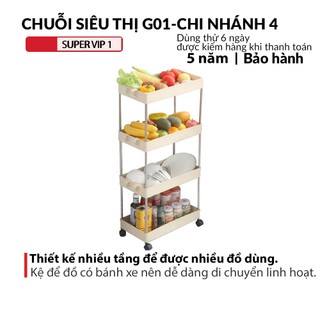 kệ đựng đồ đa năng 4 tầng có bánh xe đẩy, Kệ đựng đồ nhà tắm, nhà bếp chất liệu inox cao cấp