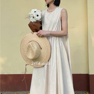 [VN49] Váy maxi thô sát nách nhún eo phong cách Vintage Hàn Quốc [24Feb chi nhánh 2]
