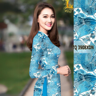 Vải may áo dài hoạ tiết lá khô đều, chất lụa hồng anh cao cấp