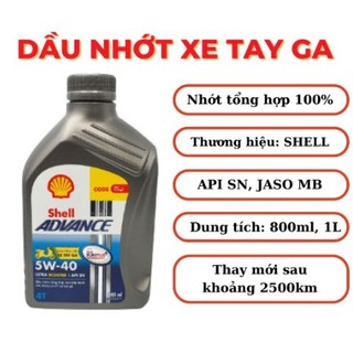 Dầu nhớt cao cấp 100% shell ultra scooter 5w40 800ml