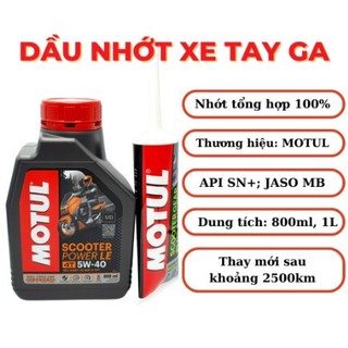COMBO dầu MOTUL SCOOTER POWER LE 5W40 0,8L + láp motul cho xe ga