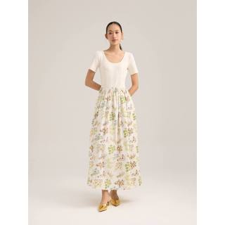 Đầm hoa tùng xòe phối thun Mauve Flower dress