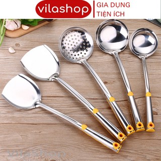 6 Phân Loại Muôi Inox, Bộ Muỗng Inox Cán Vàng Đa Chức Năng Muôi Thủng Muôi Canh Xẻng Sào Xẻng Thủng