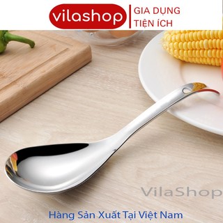 Muỗng inox, muỗng múc canh inox cán cong trơn 25.5 cm & cán thẳng 25 cm đa năng tiện lợi