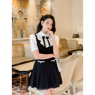Đầm Xếp Ly Công Sở MEDECHILL Thiết Kế Cổ Đức Phối Bèo Gắn Tag Nơ Thêm Thanh Lịch, Nhã Nhặn V984