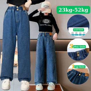 Quần bò mềm ống suông cho bé gái FAMBY quần jean thời trang trẻ em size đại 23-52kg
