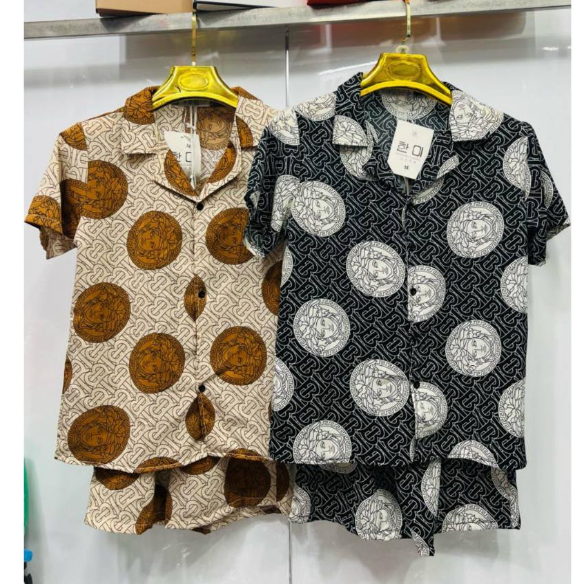 Bộ Đồ Pijama Lụa, Bộ Đồ Ngủ Lụa Cộc Tay Họa Tiết Cực Đẹp