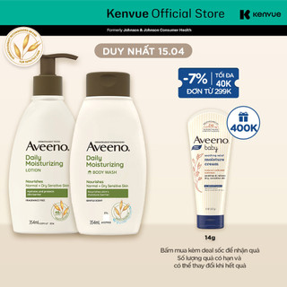 Bộ làm sạch & dưỡng ẩm cơ thể cho da nhạy cảm Aveeno Daily Moisture 354mlx2 (Sữa tắm & Dưỡng ẩm)