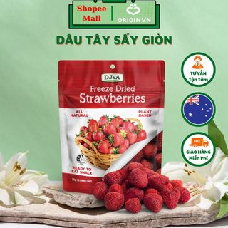 Dâu tây sấy giòn DJ&A 25g - Bổ sung vitamin C - Ăn vặt văn phòng - Tốt cho sức khỏe - Trái cây sấy Úc - Dâu Tây Sấy