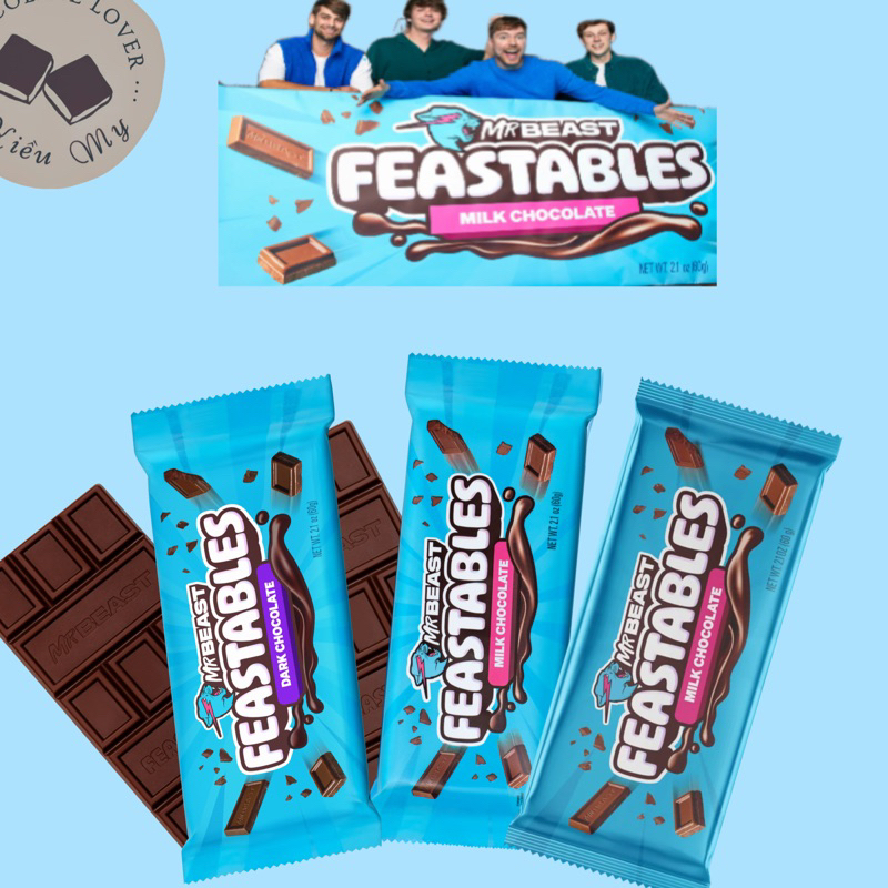[Tặng đá gel giữ nhiệt] Kẹo socola Mỹ bản giới hạn Mr. Beast thanh 60gr Mrbeast