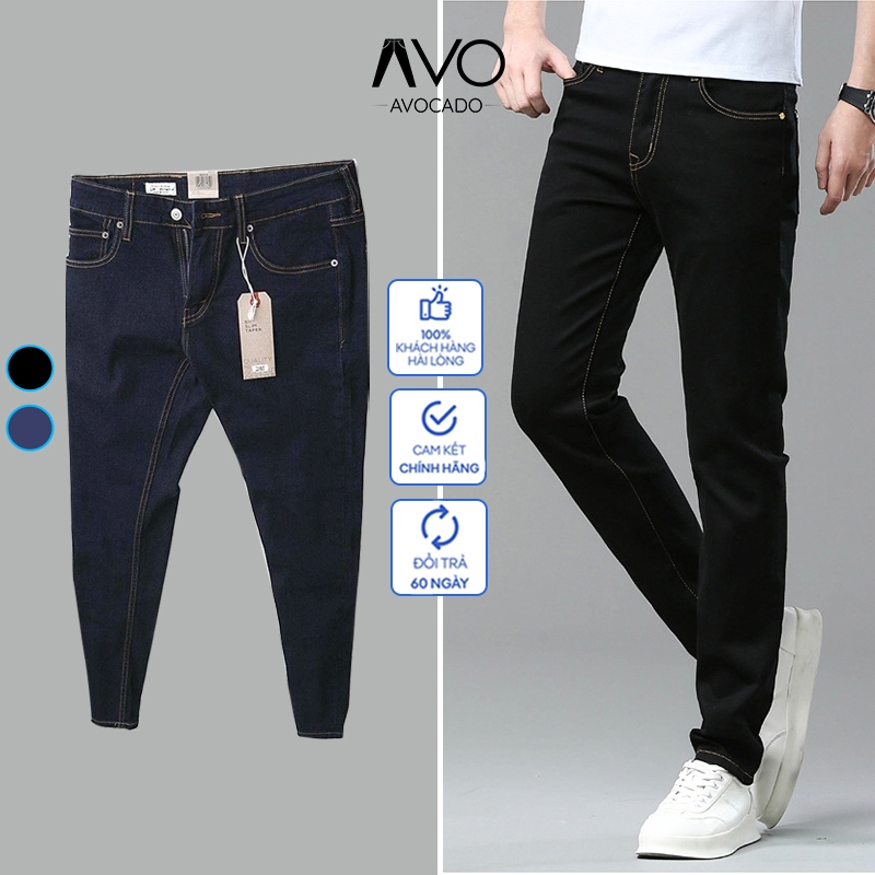  Quần Bò Jeans Skinny Nam màu xanh đen Chỉ Nổi AVOCADO quần bò co giãn 4 chiều slimfit chất vải bò cao cấp 