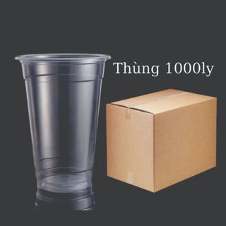  Thùng 1000 Ly Nhựa PP Trơn Đáy Bằng Loại Dày 360ml 500ml 650ml 700ml Đựng Trà Sữa Sinh Tố Nước Ép 