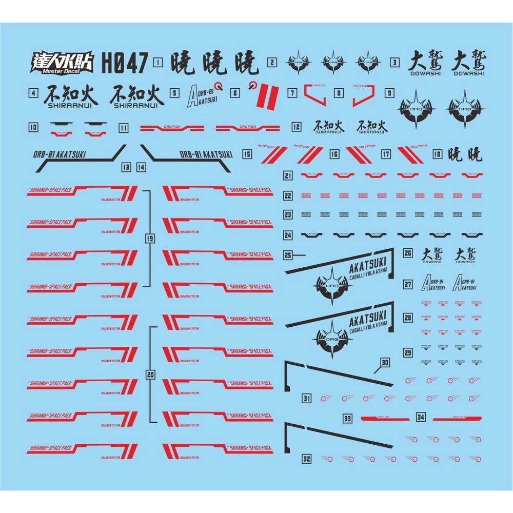 Đề can - Decal nước cho mô hình lắp ráp HG Akatsuki