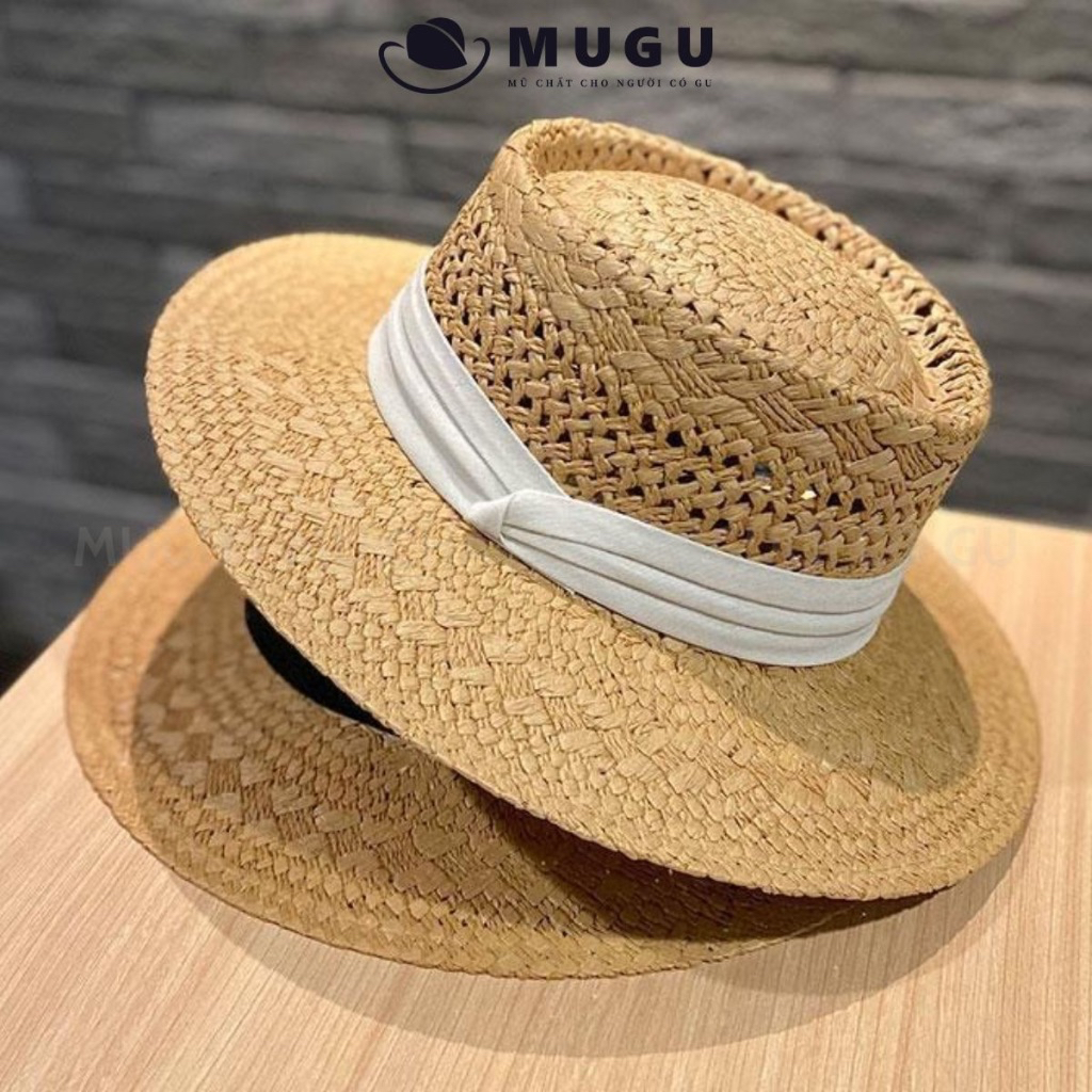 Mũ Cói Nữ Gaucho Loại 1 MC48 - MC38 Thoải Mái - Nón Cói Rộng Vành 8CM Thoáng Mát Chống Nắng | MUGU