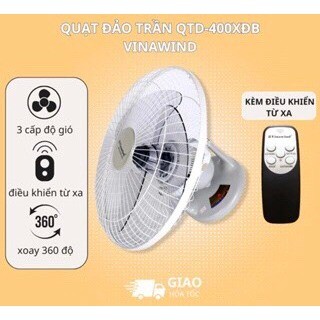 Quạt trần đảo có điều khiển vinawind - điện cơ thống nhất qtđ400x-đb sải cánh 40cm